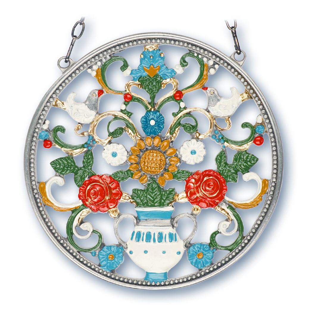 Zinnbild Blumen rund mit Sonnenblumen