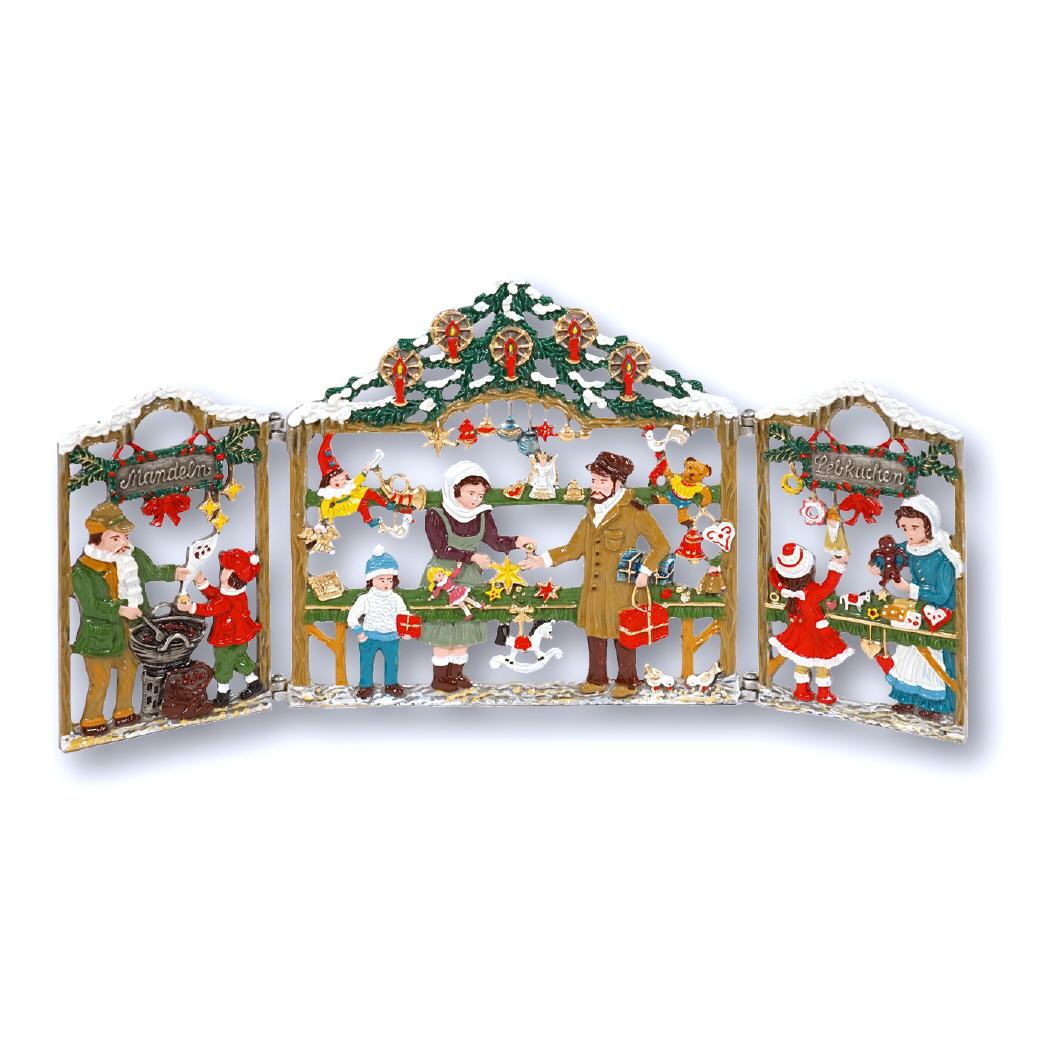 Zinnbild 3-teilig faltbar Christkindlmarkt
