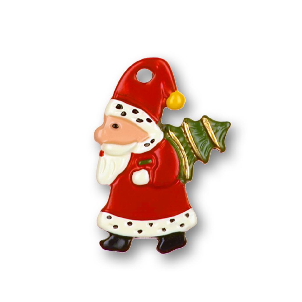 Mini-Zinnfigur Weihnachtsmann mit Baum
