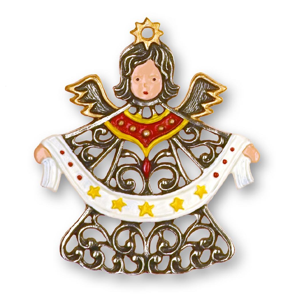 Zinnfigur Filigranbehang Engel mit Band