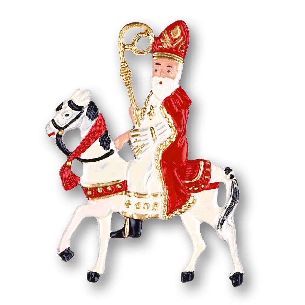 Zinnfigur Nikolaus auf Pferd