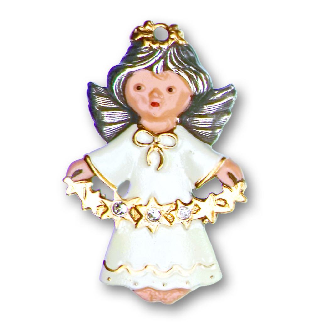 Zinnfigur Engel weiss mit 3 weissen Steinen