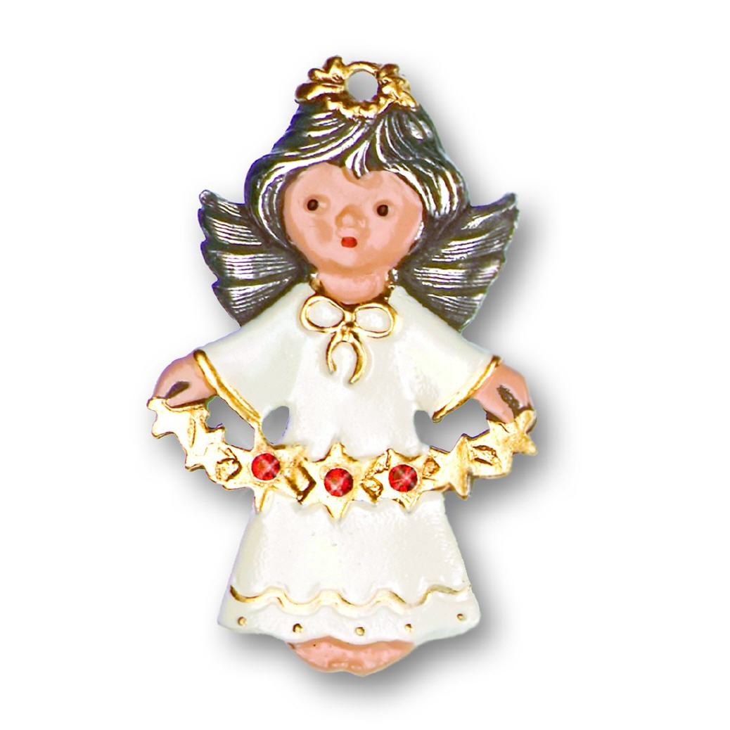 Zinnfigur Engel weiss mit 3 roten Steinen