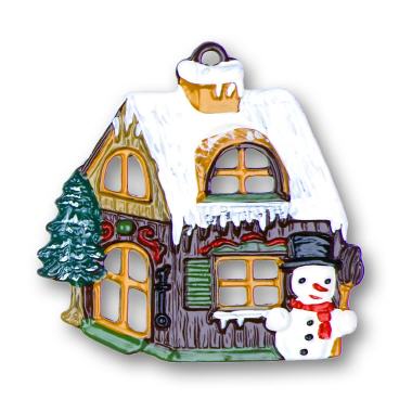Zinnfigur Haus mit Schneemann