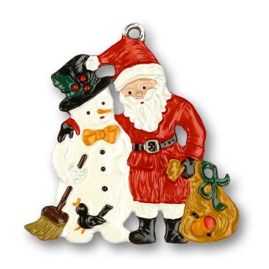 Zinnfigur Schneemann und Weihnachtsmann