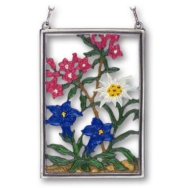 Zinnbild Blumen Enzian und Edelweiss