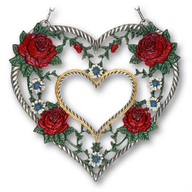 Zinnbild Herz mit Rosen