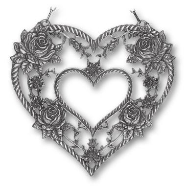 Zinnbild Herz mit Rosen antik