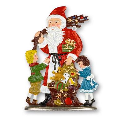 Zinnminiatur zum Stellen Weihnachtsmann mit Kinder