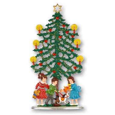 Zinnminiatur zum Stellen Weihnachtsbaum mit Kinder