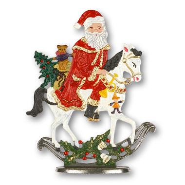 Zinnminiatur zum Stellen Weihnachtsmann auf Pferd