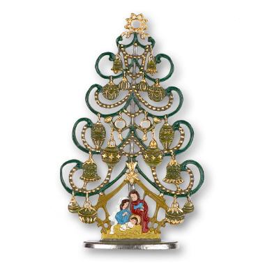 Zinnminiatur zum Stellen Tannenbaum mit Krippe