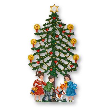 Zinnfigur Weihnachtsbaum mit Kindern