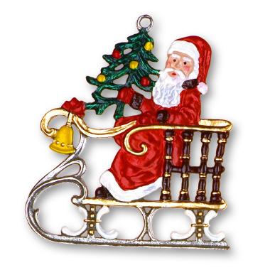 Zinnfigur Weihnachtsmann auf Schlitten