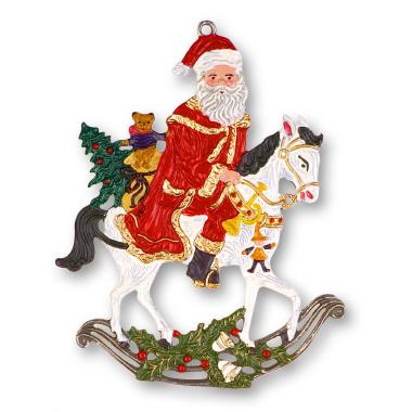 Zinnfigur Weihnachtsmann auf Pferd