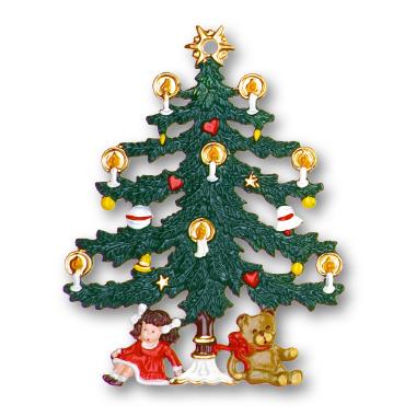 Zinnfigur Tannenbaum mit Puppe