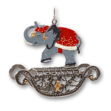 3D-Zinnminiatur Elefant auf Schaukel